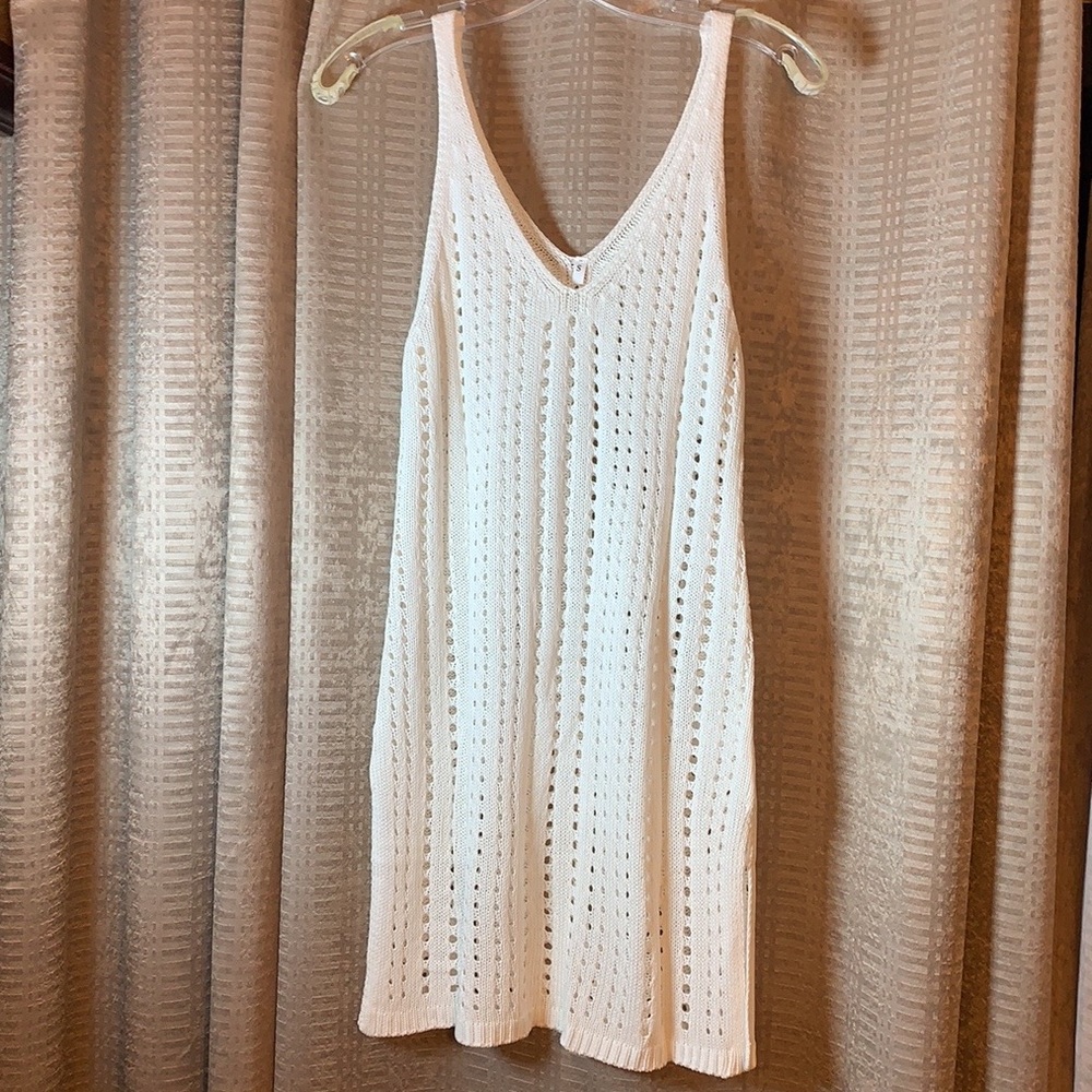 Crochet-look Ivory Beach Dress Swim Cover up XL - Picture 7 of 10